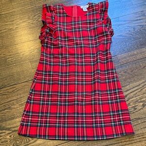 Vineyard Vines Red Plaid Ruffle Sleeve Dress